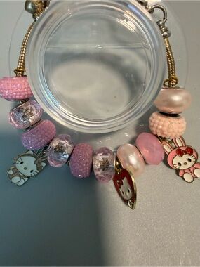 Hello Kitty Pink and Pearl Charm Bracelet for Kids